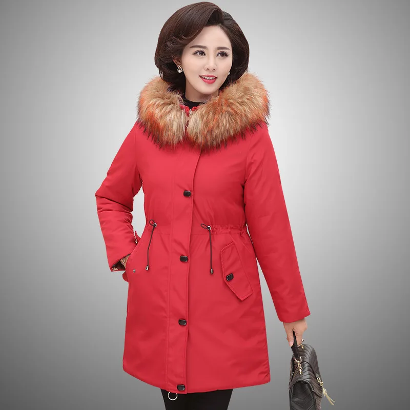 

Middle-aged Women's Mid-length Thick Cotton-padded Clothes Mom Fall And Winter Clothes Coat Cotton-padded Jacket 2018 New Style