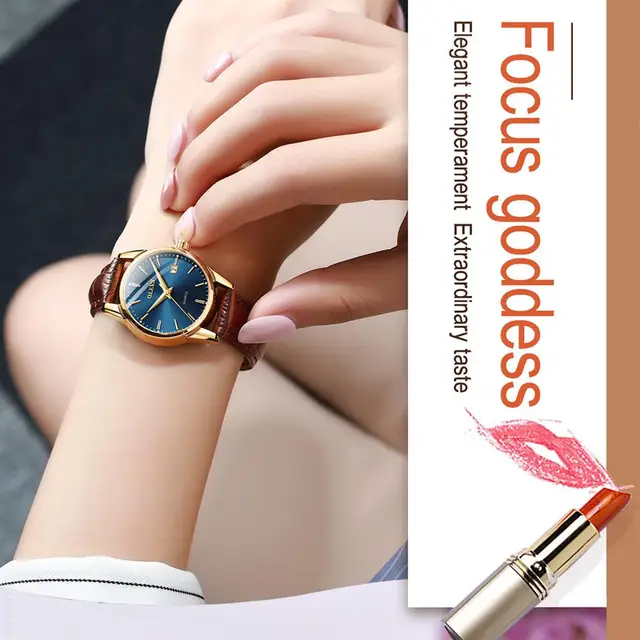 OLEVS Womens Watches Quartz Casual Luxury Brown Leather Luminous Hands  Fashion  Waterproof Wristwatch for Lady Relogio Feminino 6