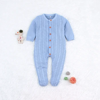 

New 0-24M Newborn baby Clothes Hood Footed Rompers Baby Boy Costume Knit Outfit Infant Boys Girls Photography Romper