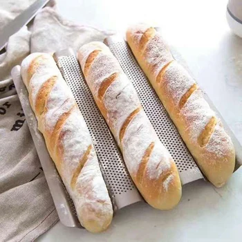 

Kitchen Baking Tray Non Stick Home French Bread Perforated Oven DIY Bakeware Wave Baguette Mold Pan Loaf