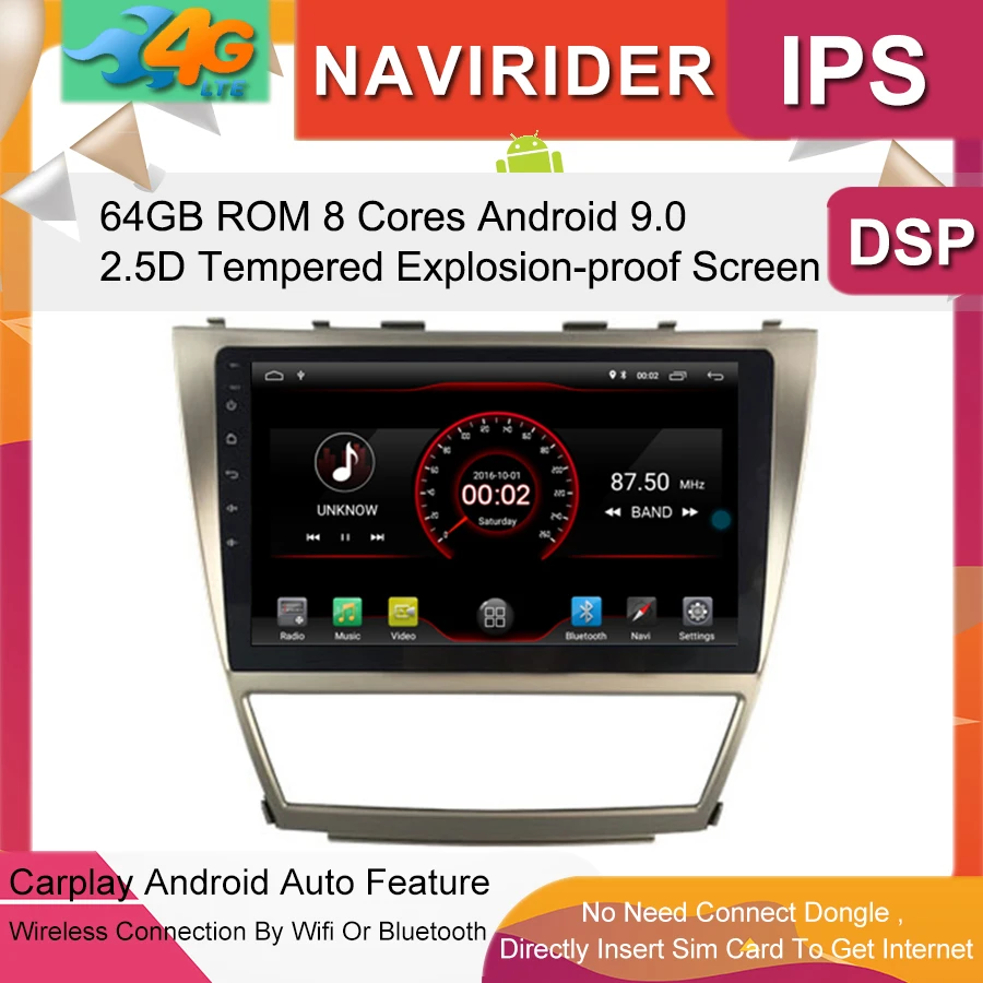 Clearance Car Multimedia Player 10.1inch IPS Screen Monitor GPS tape recorder Bluetooth Android 9.0 For Toyota Camry 2010 2011 Auto Audio 0
