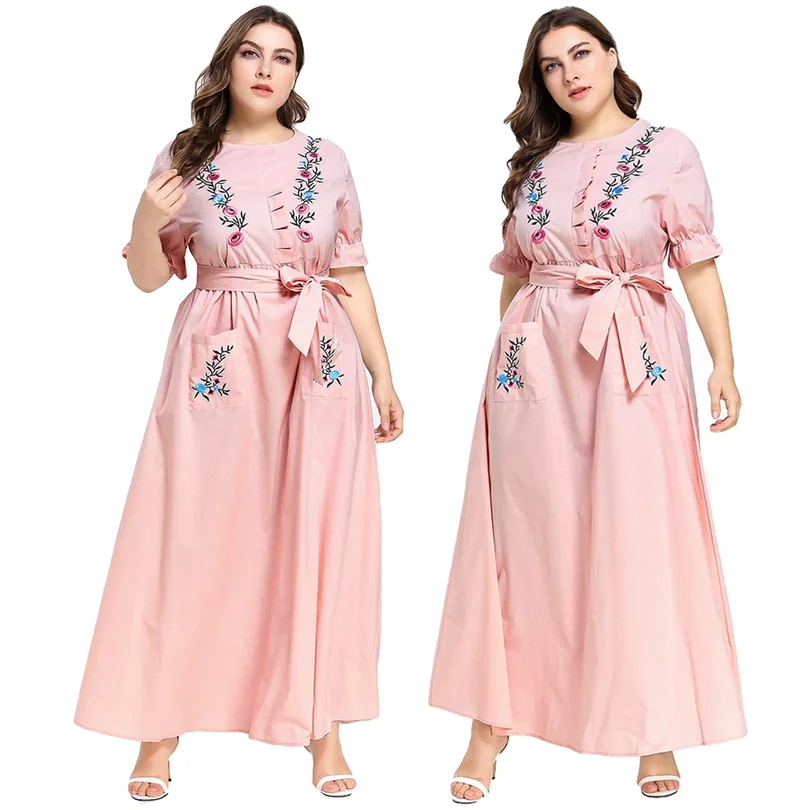 Мусульманское женское длинное Макси-Платье рубашка одежда с вышивкой abaya
