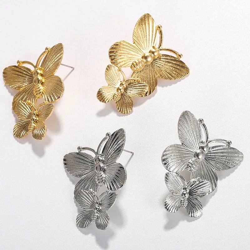 Европейские преувеличенные серьги в виде бабочек и животных для женщин, золотые крылья, модные ювелирные изделия, Простые Вечерние серьги-капли