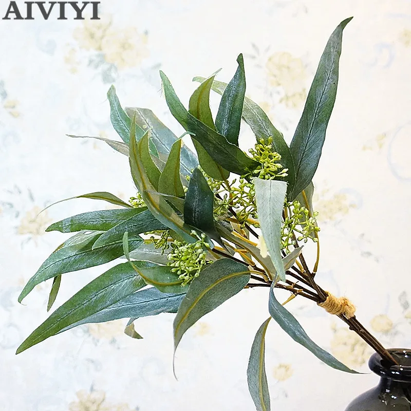 

Artificial5 branches fruit oval artificial eucalyptus leaves bunch of money leaves home decor ornaments fake flowers green plant