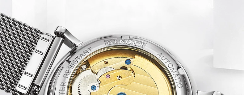 Швейцарские автоматические часы для мужчин Бингер Скелет Механические Мужские часы модный бренд Сапфир Relogio Masculino водонепроницаемые