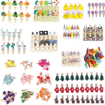 

10Pieces Mini Cartoon Heart Wooden Clothes Photo Paper Peg Pin Clothespin Craft Postcard Clips Home Wedding Party DIY Decoration