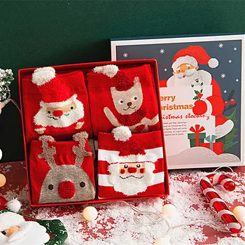 

Adult Cotton Christmas Socks Print Elk Elder Middle Cotton Tube Socks Christmas Decorations For Home Xmas Gifts Navidad With Box