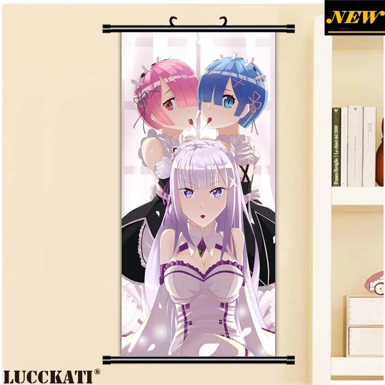 Re Zero Re:Zero Kara Hajimeru Isekai Seikatsu Rezero Rem ram sexy loli cameltoe мультяшный аниме настенный свиток на