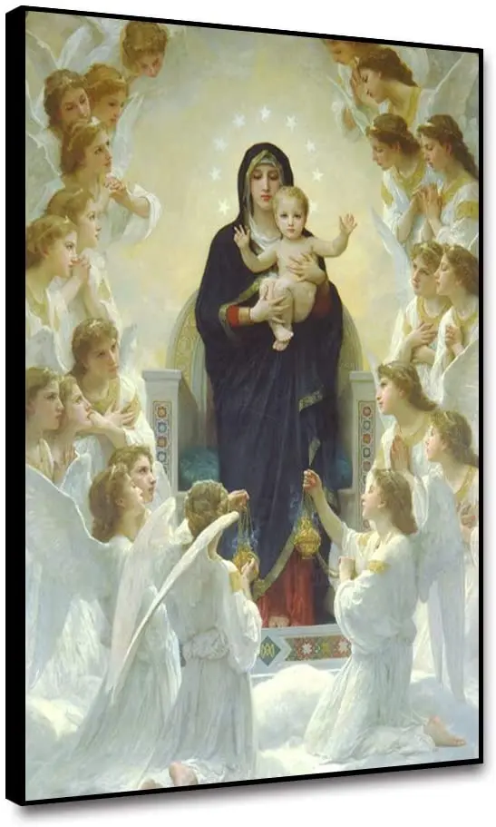 

Картина маслом «Ангелы Мэри» от Bouguereau, христианские настенные украшения для гостиной, спальни, офиса, украшения для дома