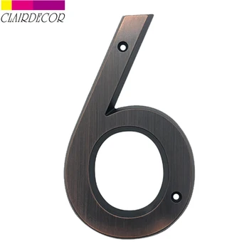 

6 in 152mm Big House Number Door Address Number Zinc Alloy Screw Mounted Outdoor Address Sign #6 Aged bronze Color