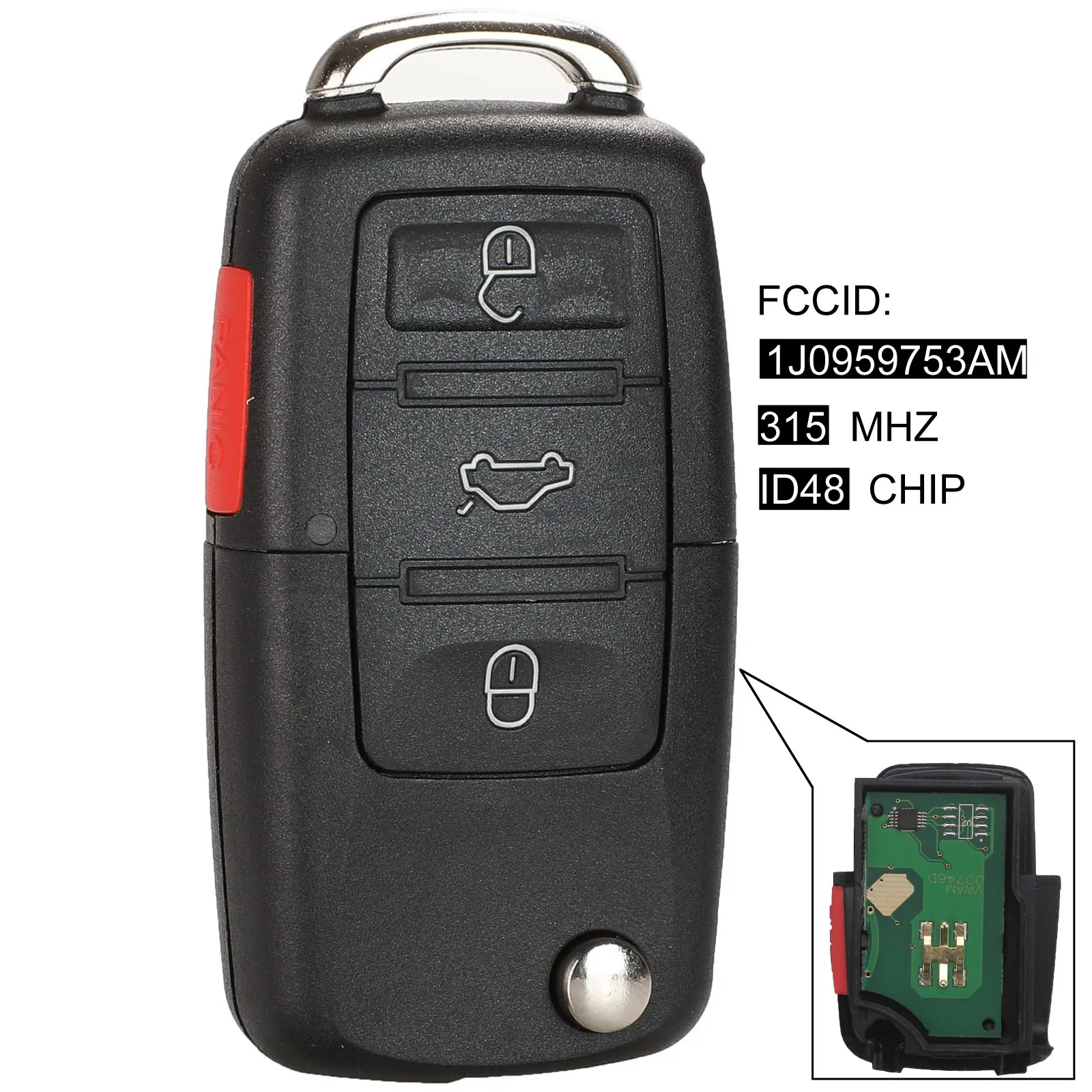Kutery 10 шт. Автомобильный Дистанционный ключ для VW VOLKSWAGEN Beetle Golf Passat Jetta 1J0959753AM 753DC 315 МГц ID48 чип Карманный пульт