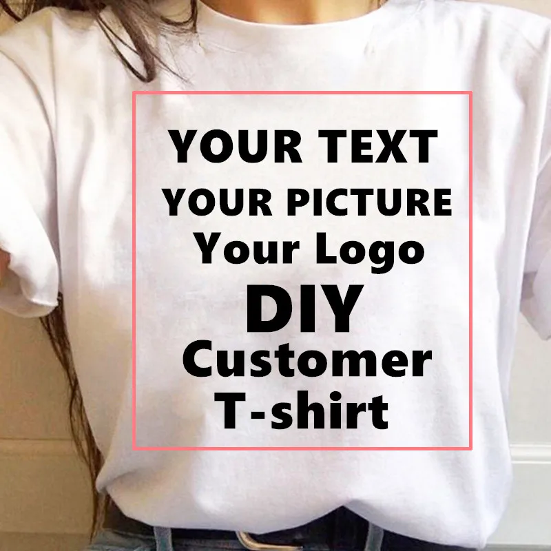 

Women Custom Customized T-shirt Female Summer DIY Print T shirt Girl text Clothes,Print Your Logo,1p can print,Drop Shipping
