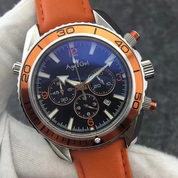 

Luxurybrand Men Professional sport dive watches Fashion Stainless Steel orange Blue Black Quartz Chronograph Master Waterproof