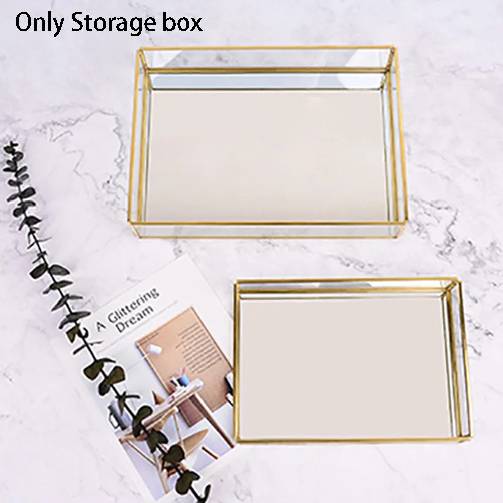 

Dessert Plate Nordic Style Jewelry Display Makeup Decorative Rectangle Glass Kitchen Perfume Fruit Organizer Storage Tray Home