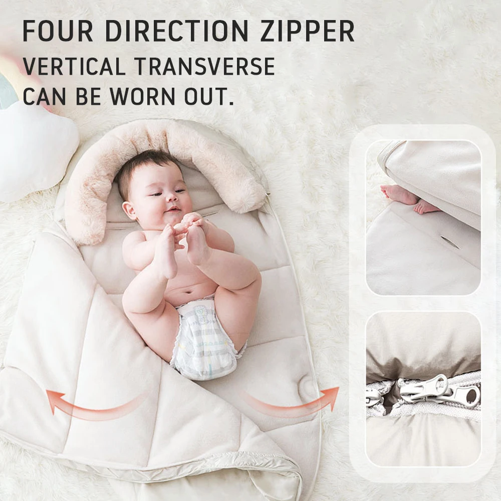 Baby Stroller Sleeping Bag With Fake Fur Collar Windproof Winter Warm Sleepsack For Baby Envelopes Footmuff Stroller Sleepsacks