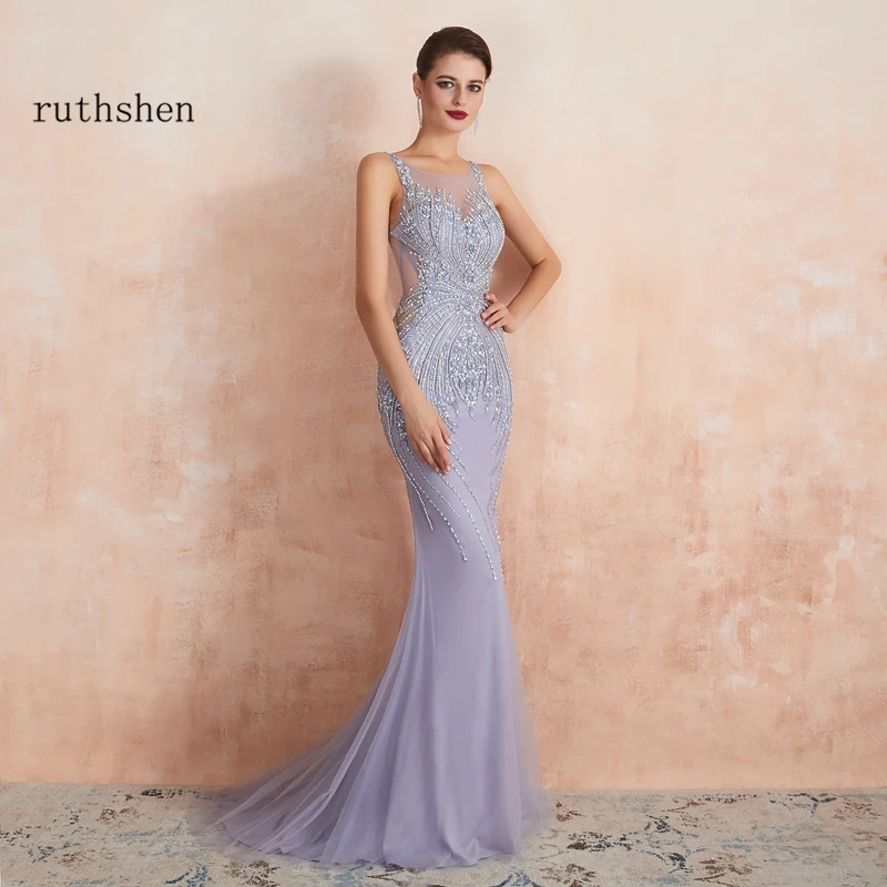 

Luxury Evening Dress Elegant Crystal Beaded Sparkly Purple Red Carpet Evening Gowns For Women Formal Prom Dresses Long