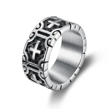 

European and American Creative Men's Cross Titanium Steel Ring