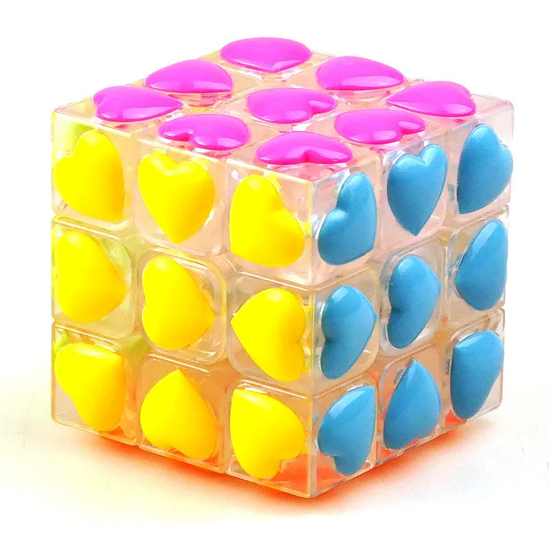 Heart White Yongjun YJ Carat Diamond 3x3x3 безопасный ABS Пластиковый Кубик Рубика для профессионалов Прозрачный Ультра-Гладкий 3x3 кубар-Рубик на скорость детские игрушки - Цвет: Heart White