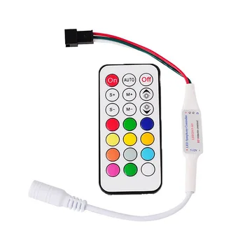 

IR RF 21Key 7V-12V DIY Mini little LED RGB pixel Strip Light Controller for WS2811 SK6812 WS2812B 1903, with Remote Controller