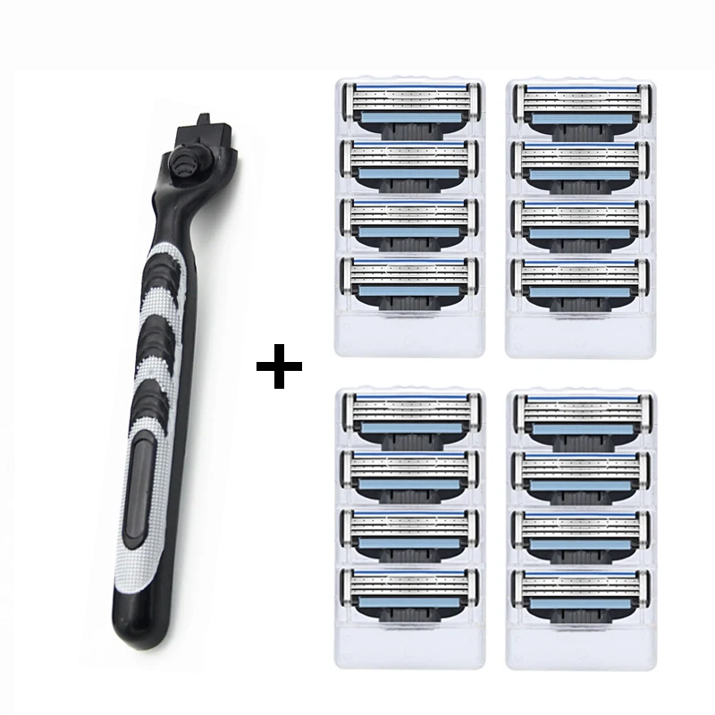 

Men's Quality Manual Care Professional Shaving 3 Layers Razor Blades +Handle And Compatible for gillettee Mach 3