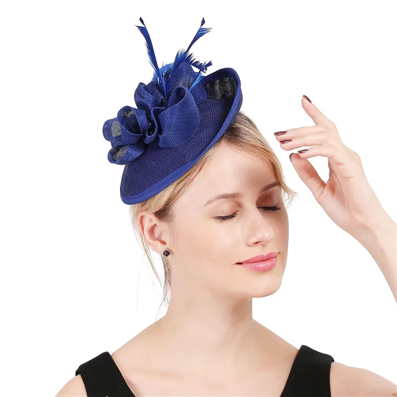 New Elegant Women's Pretty imitation sinamay Fascinator Hat on Hairbands Cocktail Wedding Church Headpiece craft multiple colors