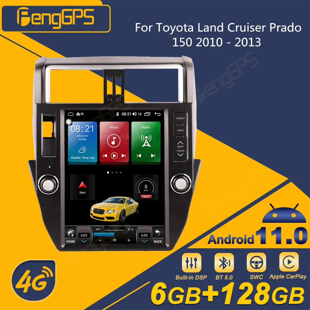 Автомагнитола 2 Din на Android для Toyota Land Cruiser Prado 150 2010-2013 радиоприемник в стиле Tesla