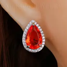 Newranos, зеленые серьги-гвоздики с кристаллами, капли воды, кристалл, камень, CZ Циркон, серьги для женщин, модное ювелирное изделие EFX001764