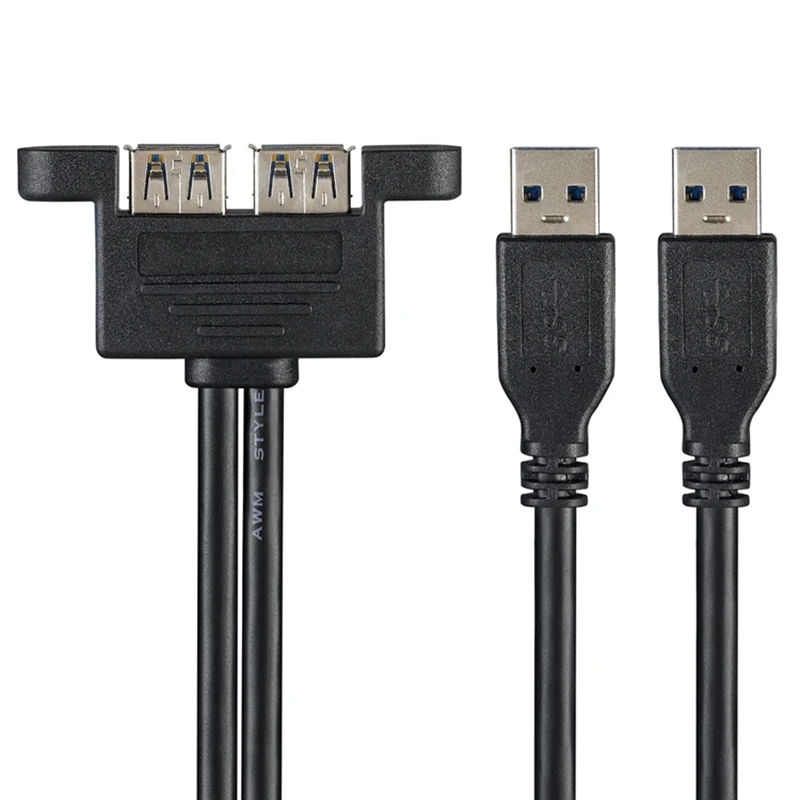 Двойной USB 3,0 папа к женскому удлинительному кабелю с отверстием для крепления винта для домашнего офиса LHB99