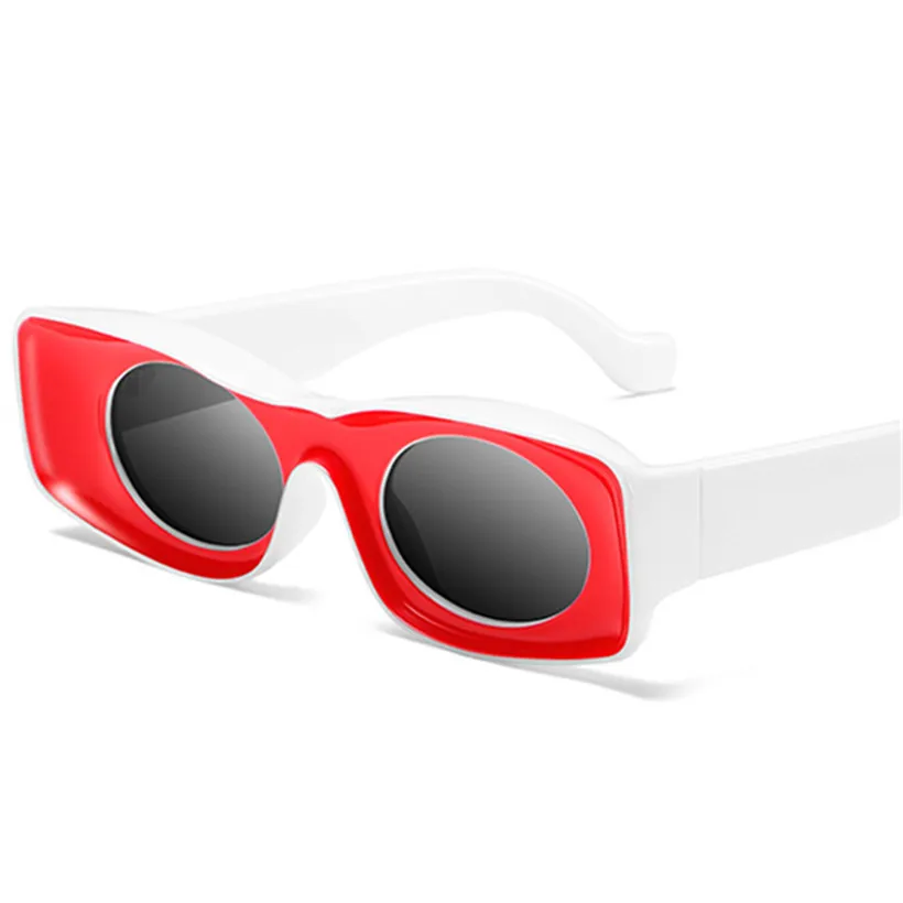 

NYWOOH Fashion Rectangle Sunglasses Men Women Luxury Brand Hip Hop Sun Glasses Male Female Red Trendy Candy Color Frame UV400
