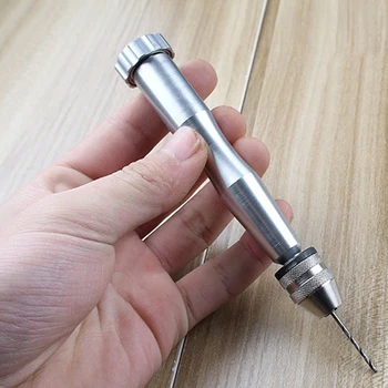 

Micro Bits Mini Hand Drill Aluminum Silver Pin Vise Hand Push Jewelry Clock