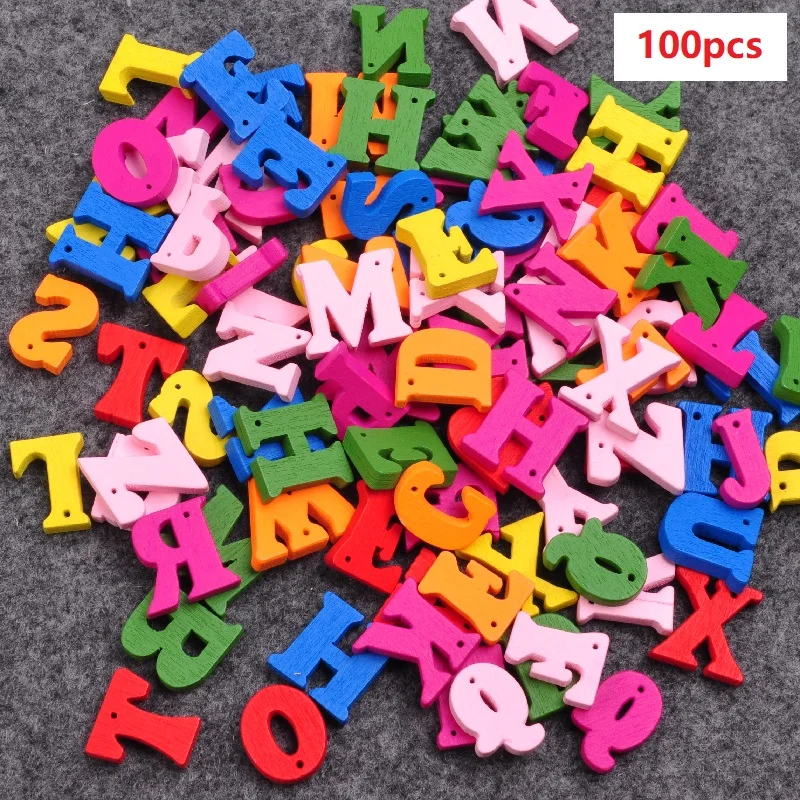 100Pcs Wooden Alphabet Letters Scrapbooking Craft Child Educatioin Toy DIY Decor 