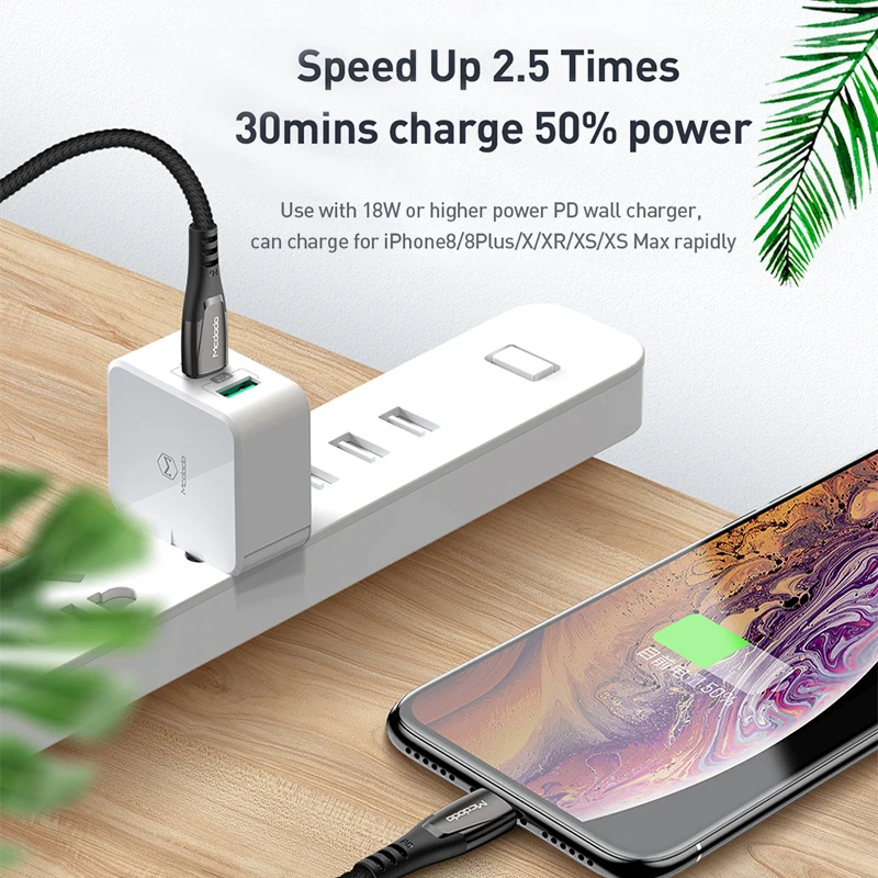 Mcdodo 18 Вт PD кабель USB C для Lightning Кабель для IPhone 11 Pro Max XS Max X 8 Plus Быстрая зарядка type C для Macbook шнур для передачи данных