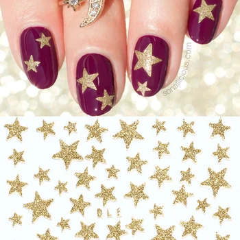 

3D Nail Little Starlet Stickers Glitter Shiny Decoration Decal DIY Transfer Adhesive Colorful Nail Tips Tattoo Manicuring 1Pc