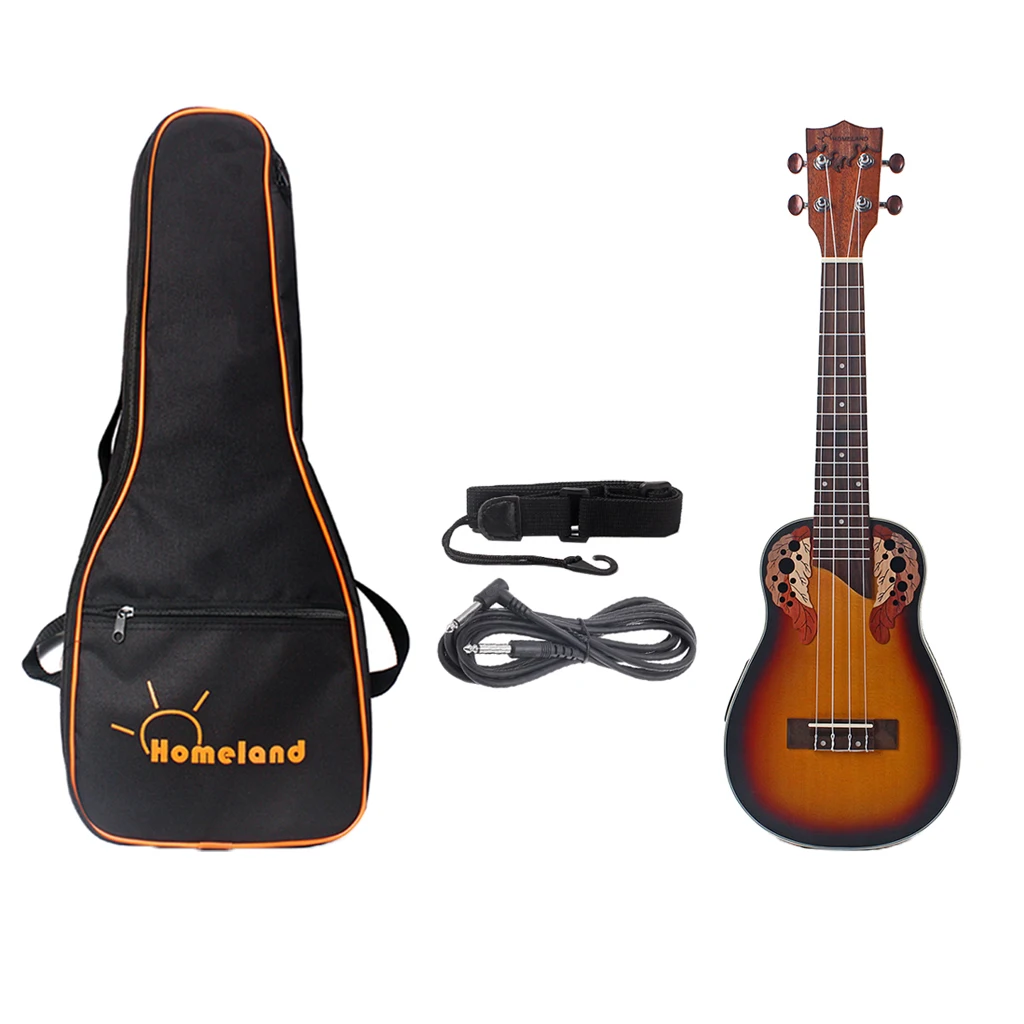 

1 Set Spruce 23 inch Concert Ukulele Hawaii Guitar with Storage Bag Strap 6.35mm Plug Cable Stringed Instruments
