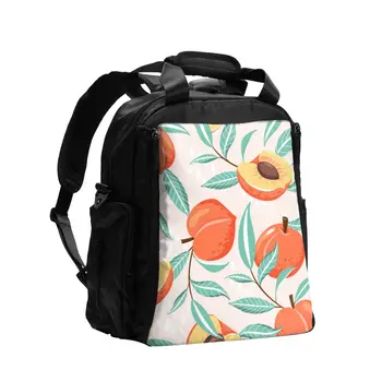 

Diaper Bag Summer Peach Slices With Green Leaves Maternity Nappy Bag with Newborns Foldable Changing Pad Diaper Cover Mat