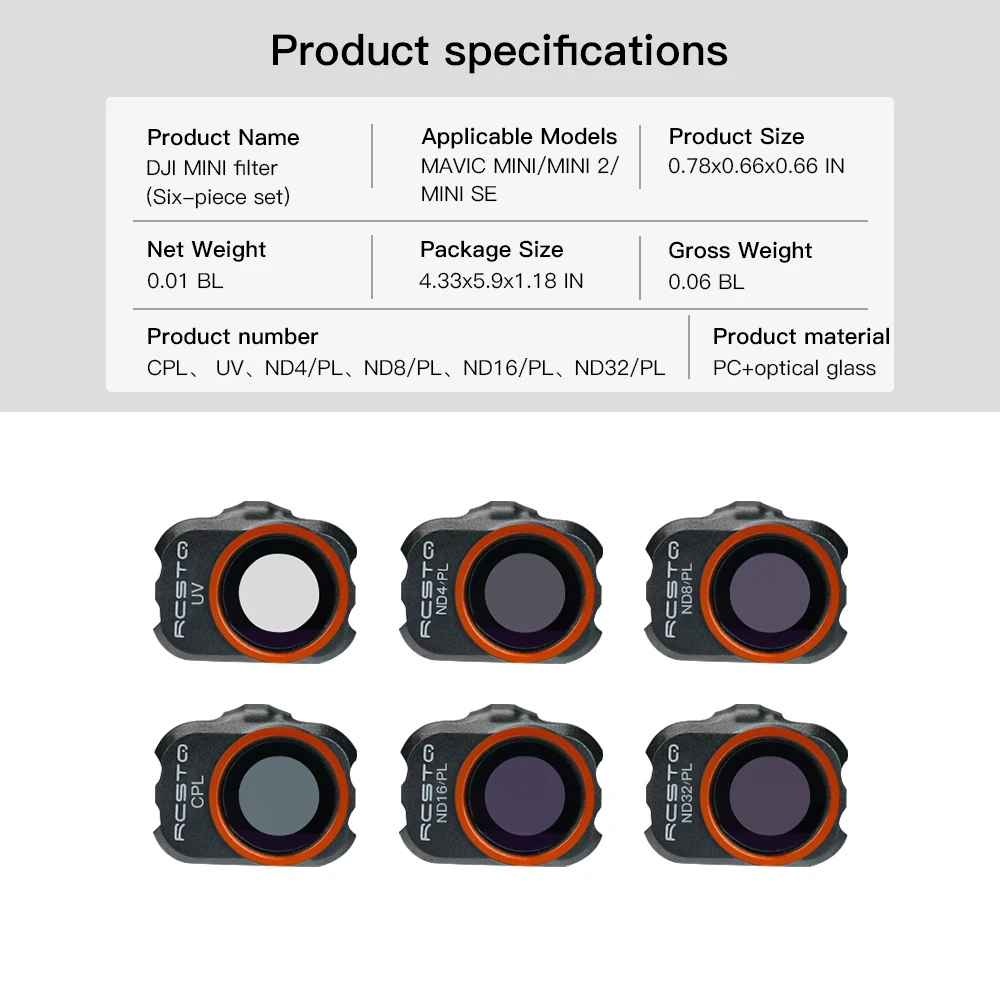 New DJI Mini 2 Camera Lens Filter for DJI Mavic MINI 1/2/SE Drone Filter Set UV ND CPL 4/8/16/32 NDPL Accessories