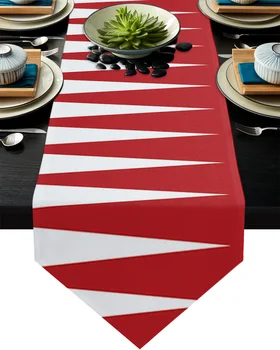 

Red And White Irregular Stripes Table Runner Home Kitchen Decorative Table Runner for Wedding Party Cake Floral Tablecloth