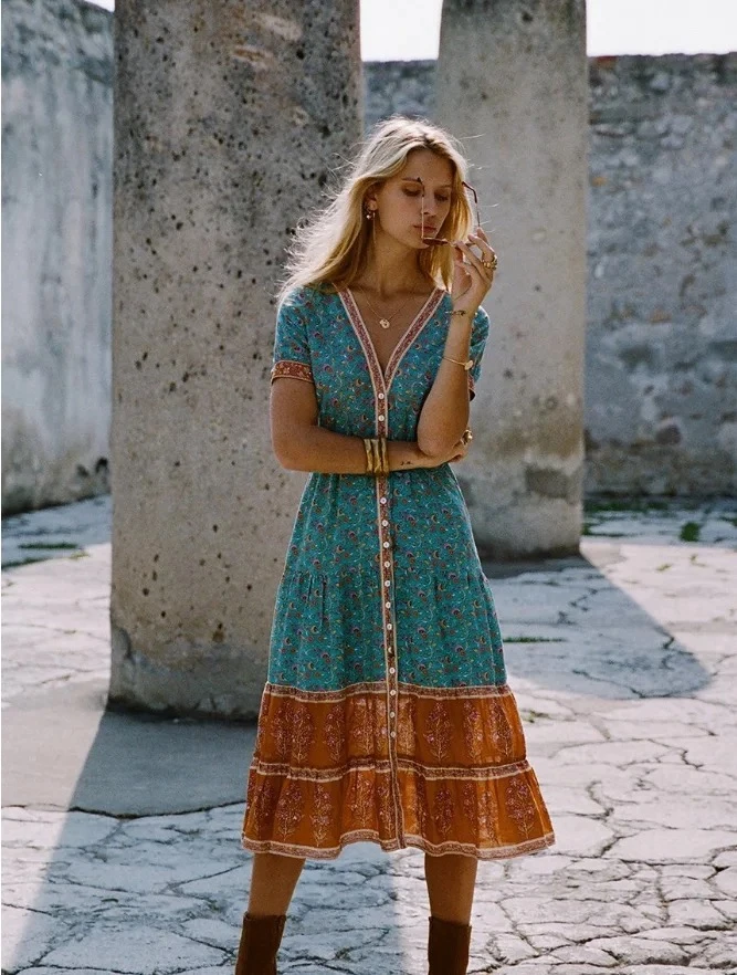 Vestido de playa bohemio hippie de prenda femenina verano larga, sexi y chic para las vacaciones|Vestidos| - AliExpress