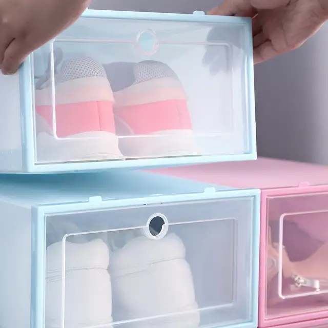 1pc Foldable Clear Shoes Box Storage Shoe Box Drawer Organizer