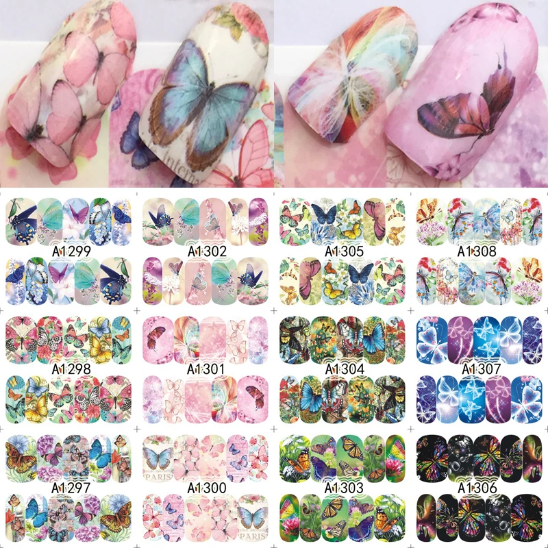 1 Sheet Flower Series Nail Sticker Animal Series Nail Art Sticker Manicure Water Transfer Sticker Self-adhesive Nail Decals C#1