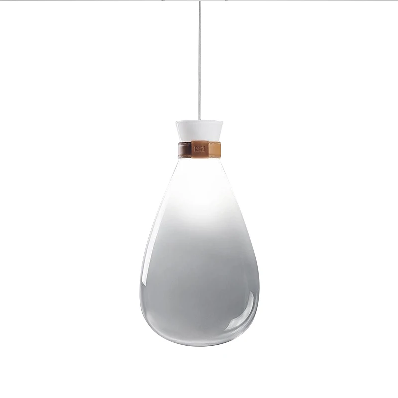 

Creative Gradient Glass LED Pendant Light Nordic Simple Loft Bedroom Bar Cafe Leather Decoration Small Hanging Lighting Fixtures
