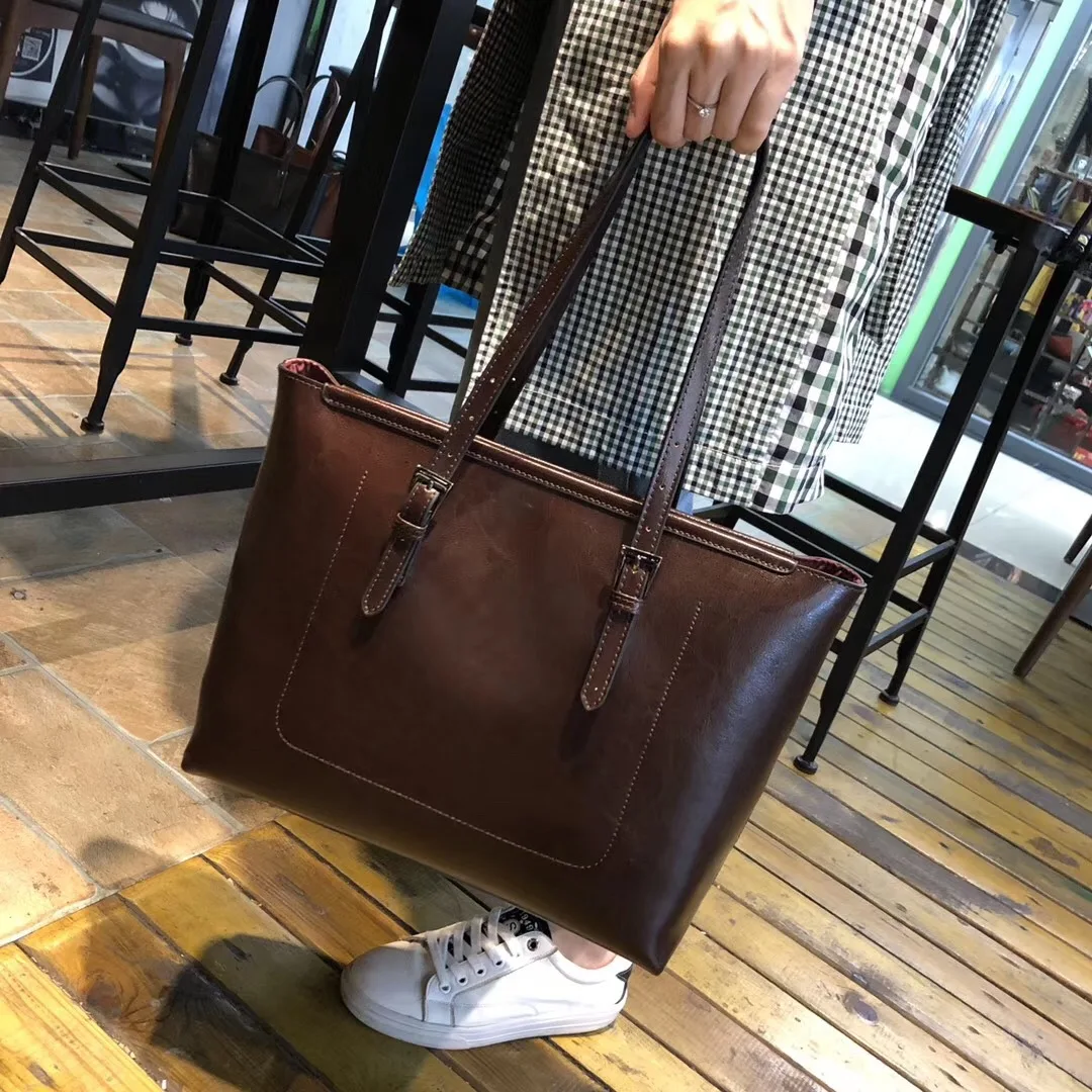 

Leather Bag WOMEN'S Single-shoulder Bag Women's 2019 New Style Handbag Cowhide Large Bag Autumn And Winter Fashion Large Capacit