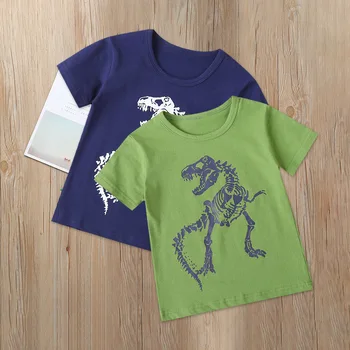 

Summer Baby Boys Short-Sleeved T-shirt Cartoon Dinosaur European and American Boy's Shirt Fashion All-match Wholesale
