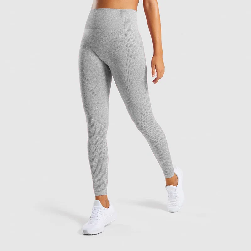 Высокая талия Бесшовные Леггинсы пуш-ап спортивные штаны для йоги женские фитнес бег Йога Брюки энергия бесшовные леггинсы дропшиппинг - Цвет: Light gray