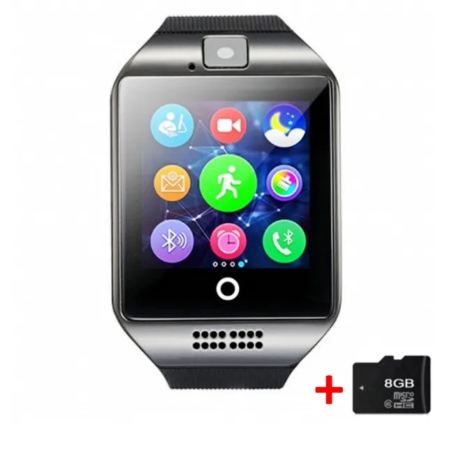 Black with 8G Card XIYAN Q18 Шагомер Смарт часы с сенсорным экраном камера TF карта Bluetooth smartwatch для Android IOS Телефон - Цвет: Black with 8G Card
