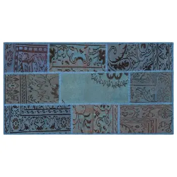 

Handmade Blue Vintage Overdyed Patchwork Area Rug 080x150 Cm-2'7''X4'11''
