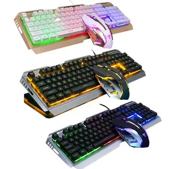 

V1 Full Size USB Wired Ergonomic 7 Color Backlit Mechanical Feel Gaming Keyboard Mouse Set 4DPI Adajustable Keyboard Mice Combo