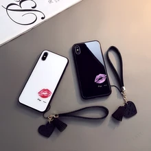 

Case & Strap phone Cases Fashion Lip print Glass Hard Cover For Galaxy samsung note 20 ultra