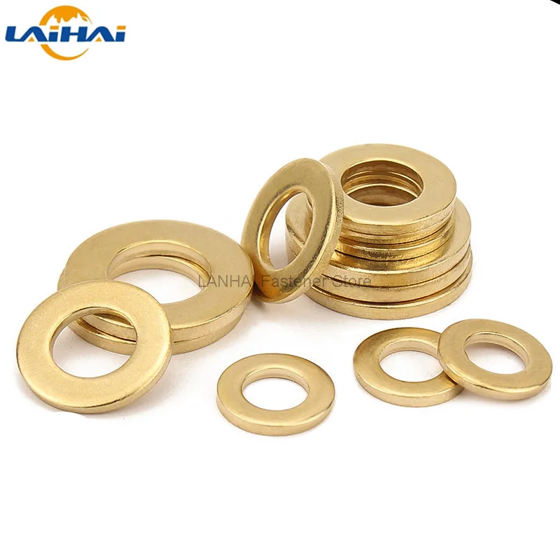 20/100pcs M2 M2.5 M3 M4 M5 M6 M8 M10 M12 GB97 DIN125 Solid Brass Copper Flat Washer Plain Gasket Pad High Quality | Обустройство дома