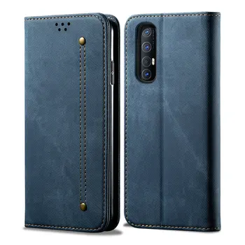 

Reno3 Reno 3 Pro 5G Flip Case Luxury Solid Cloth Leather for OPPO Reno 3 Case Wallet Cover Funda Reno 3 Pro Case Reno3 3Pro Skin